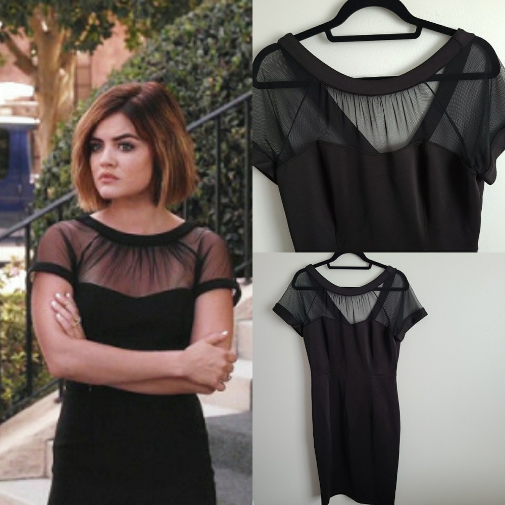 PLUS SIZE Black Illusion Yoke Sheath Dress Size 14